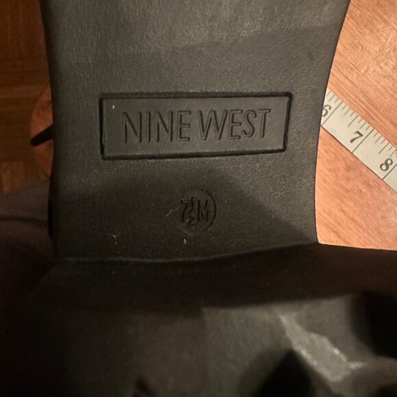 Nine West 8 Sherpa Black Combat Boot Chunk Heel Shoe - Picture 3 of 7